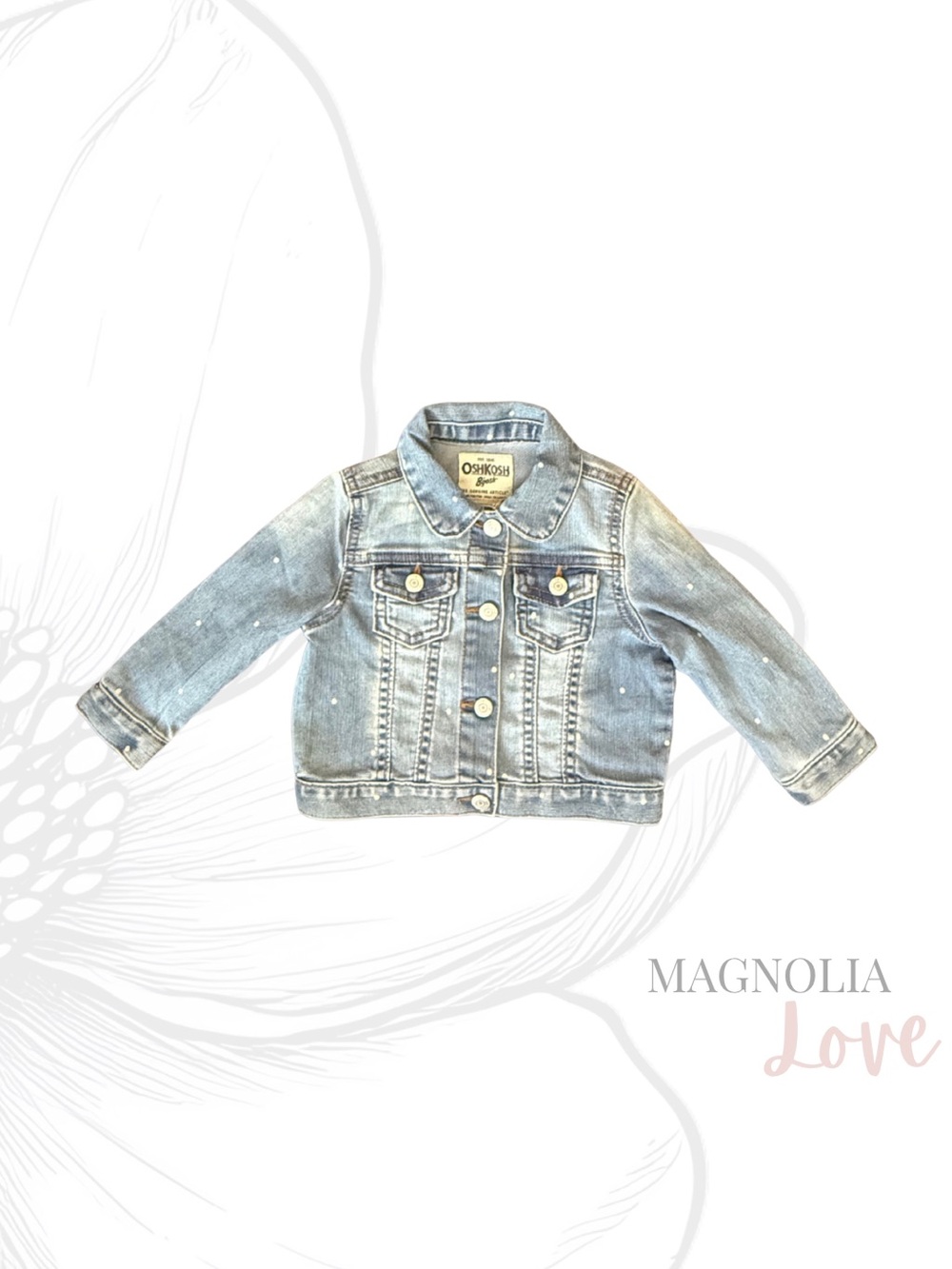 💙 OshKosh B'gosh Light Blue Denim White Polka Dot Baby Toddler Girls Jacket 18M